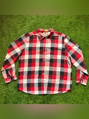 Alia Sport Red Black Plaid Button Up Shirt Size 14